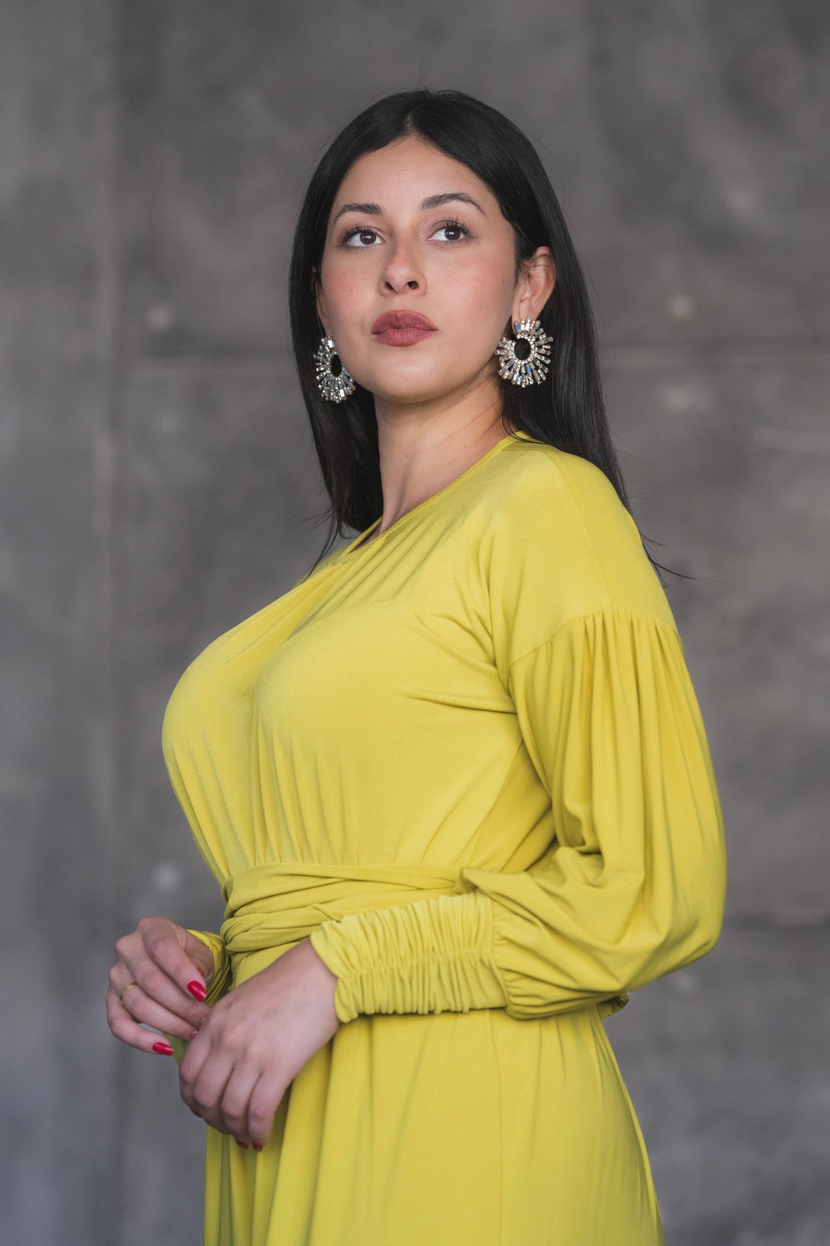 Soft Stretch Wide-Leg Jumpsuit with Balloon Sleeves