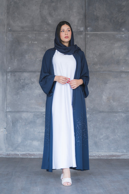 Leena Luxury Dubai Navy Blue Abaya with Sheila code 004