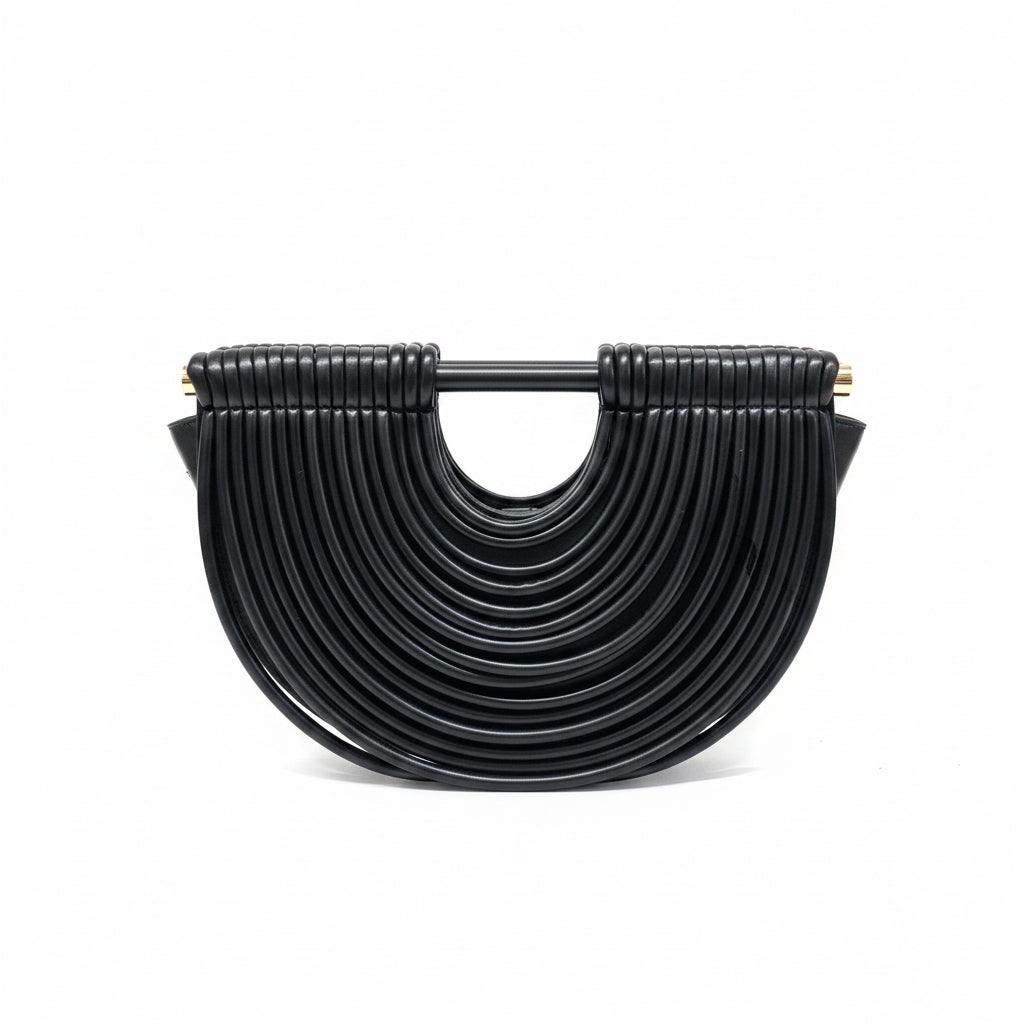 Faux Leather Half-Moon Noodle Bag