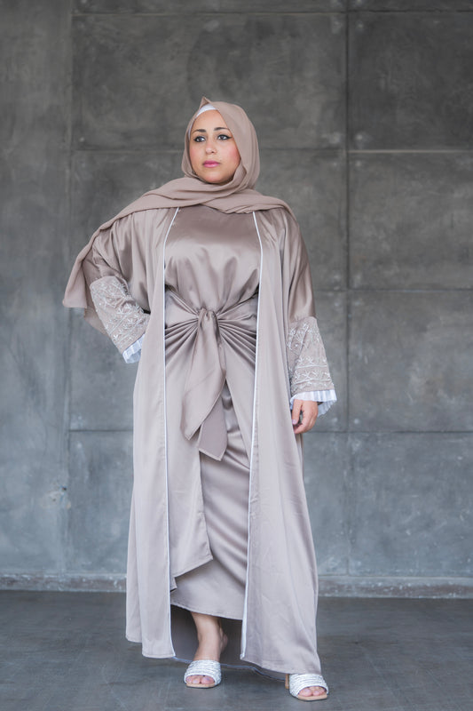 Menna Dubai Nude Embroided 2 Pieces Abyaya Code003