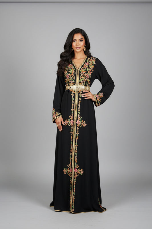 Midnight Handcrafted Beaded Caftan