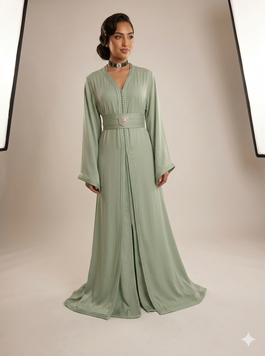 Premium Organza Sage Caftan