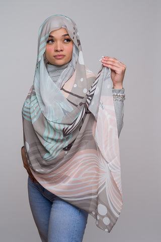 Bright Chambray Printed Chiffon Hijab
