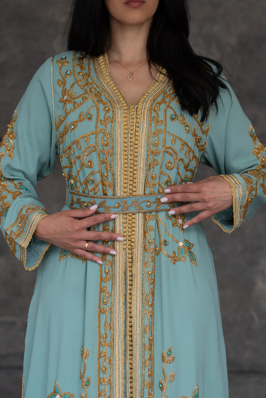 Handmade Mint Green Caftan/Takshita