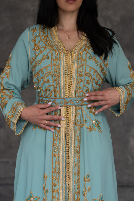 Handmade Mint Green Caftan/Takshita