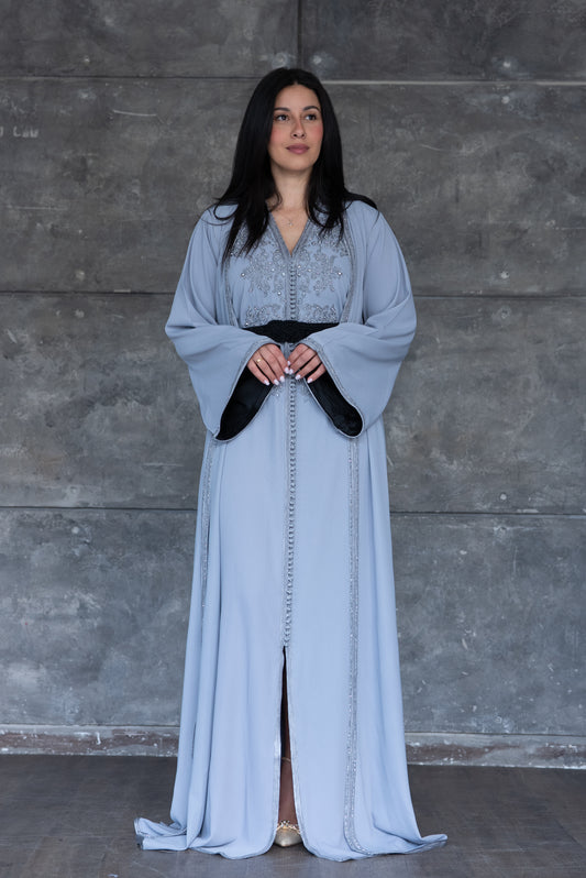 Powder Blue Embroidered Caftan/Kimono