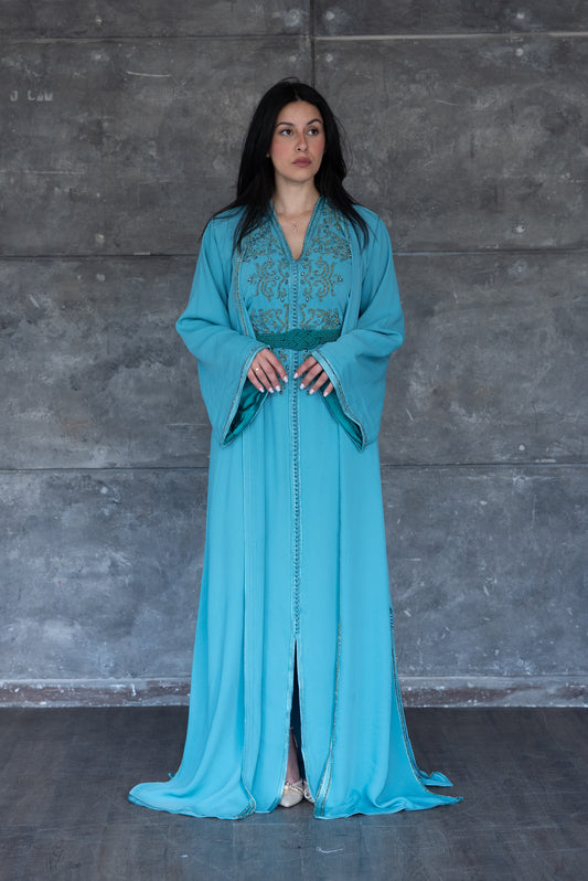 Turquoise Embroidered Caftan