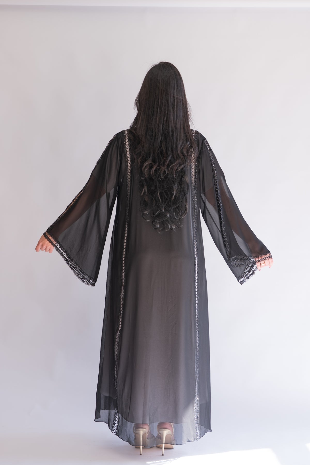 Nourhan Black Sheer Chiffon Abaya