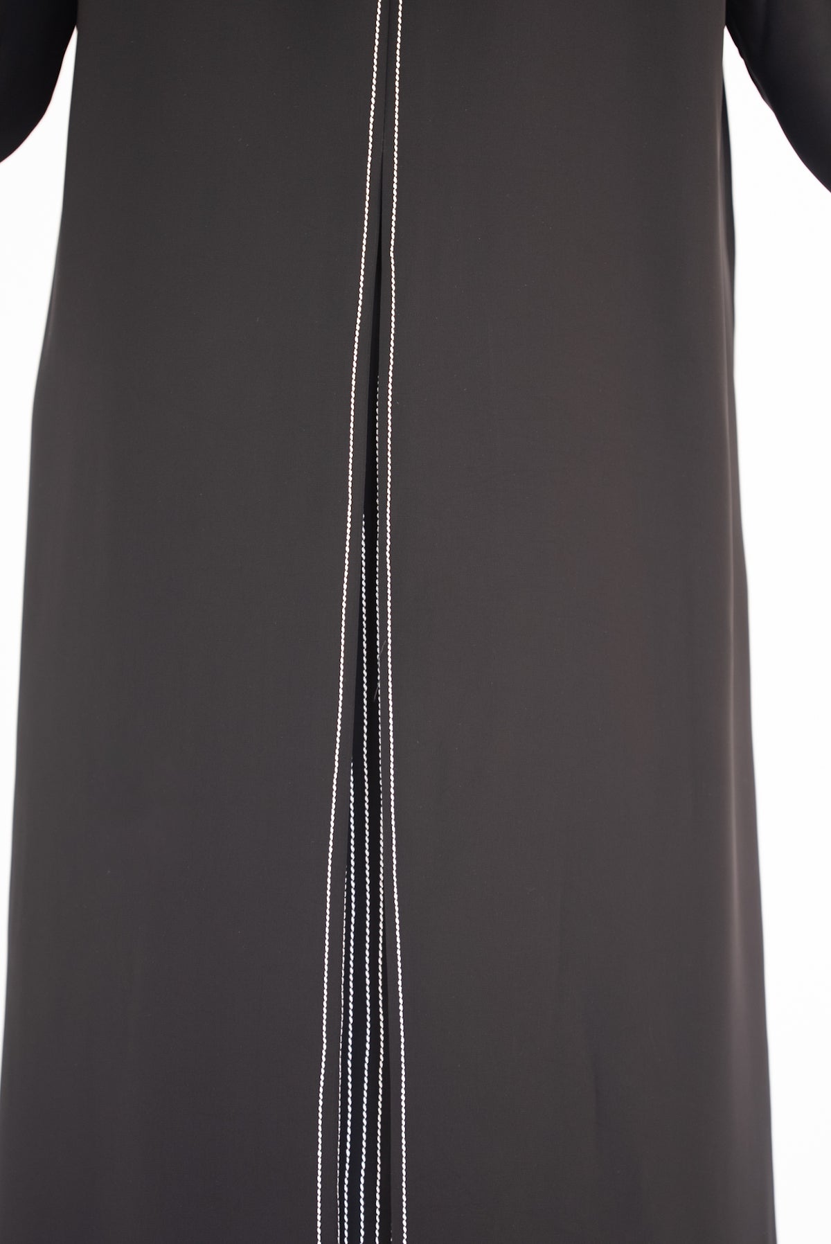 Black Silver Pinstripe Open Abaya