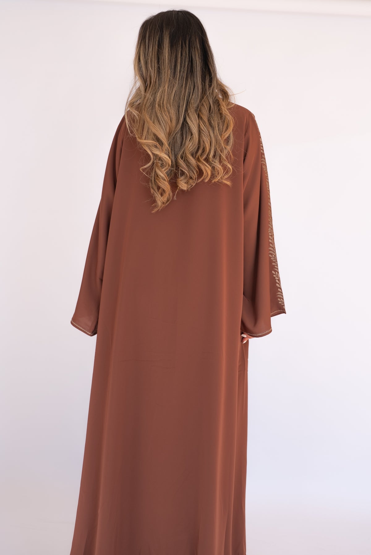 2 Pieces Brown Dubai Abaya With Sheila
