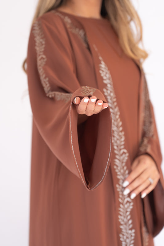 2 Pieces Brown Dubai Abaya with Sheila