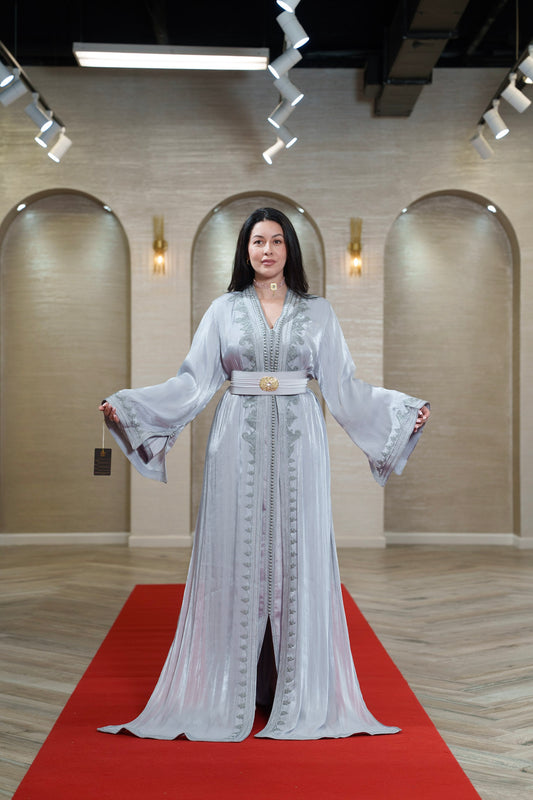 Silver Mist Embroidered Caftan