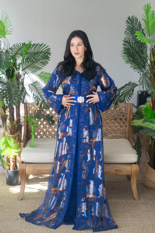 Midnight Brushstroke Embroidered Caftan