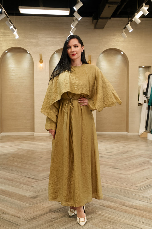 Berry Cape Sleeve Maxi Dress