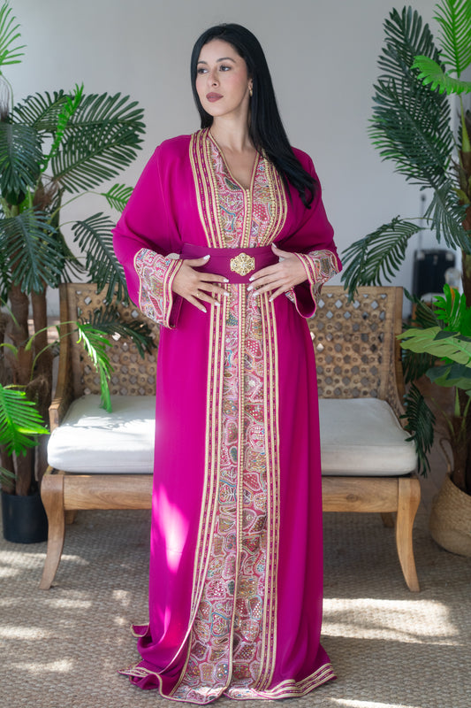 Fuchsia Heritage Embroidered Caftan