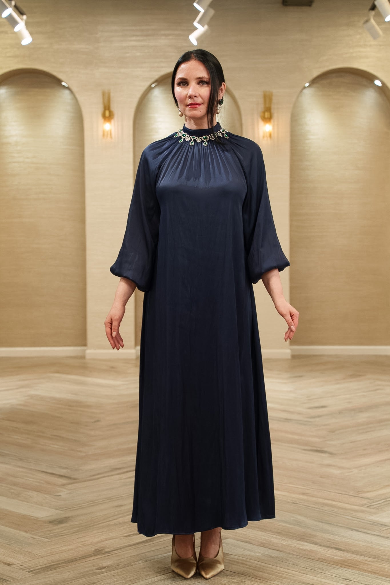 midi dresses modest Emerald Grace Embellished Dress 36 / Navy Stacees Bridal Wedding Dress line dress is exceptionally upload-20230913 Size:XS / US 2