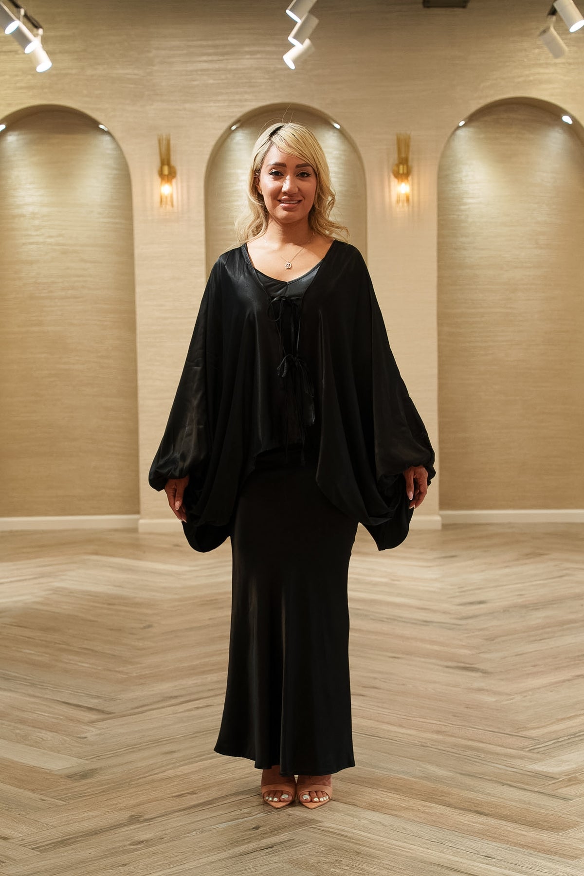 Luna Satin Slip Dress, Inner Top & Draped Overlay 3-Piece Set
