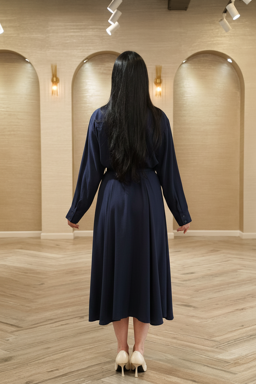 First Angel Bow Blouse & A-Line Midi Skirt 2-Piece Set