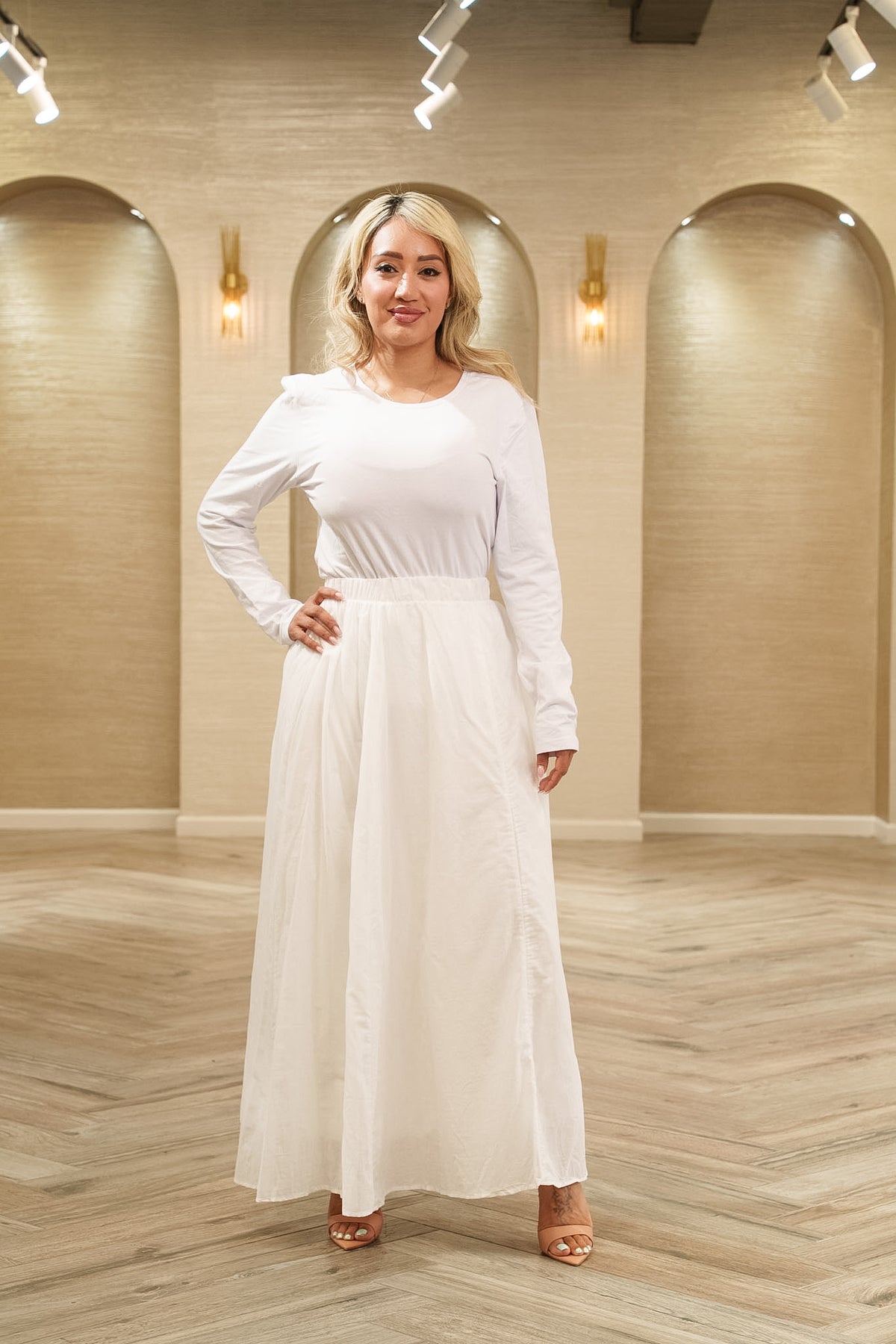 Essential Cotton A-Line Maxi Skirt with Pockets