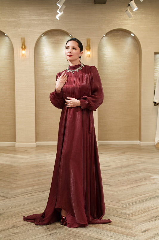 Celeste Organza Modest Evening Gown