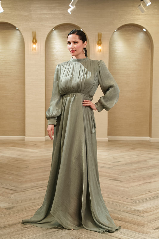 Celeste Organza Modest Evening Gown