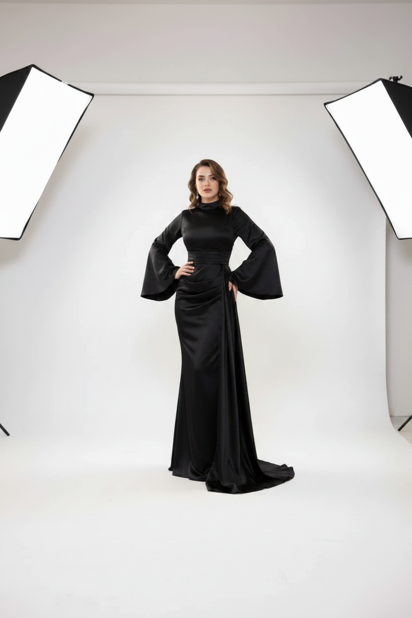 Velora Draped Evening Gown