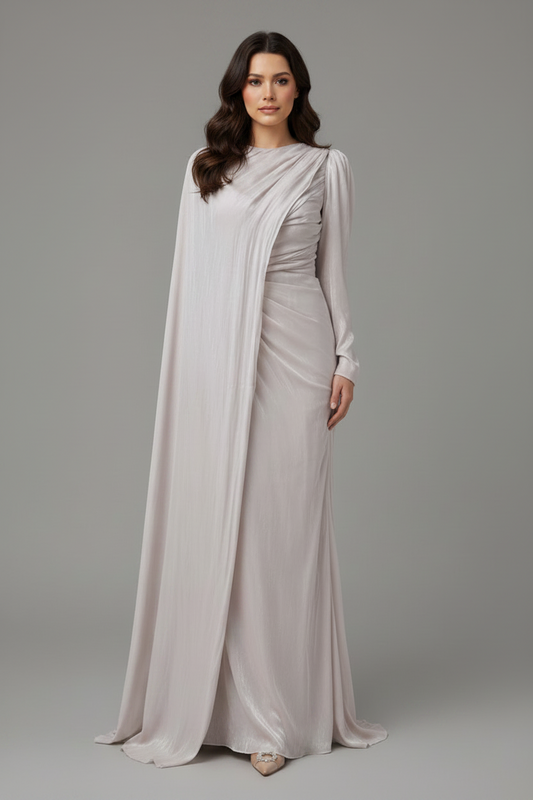 The Beige cape shimmer Gown