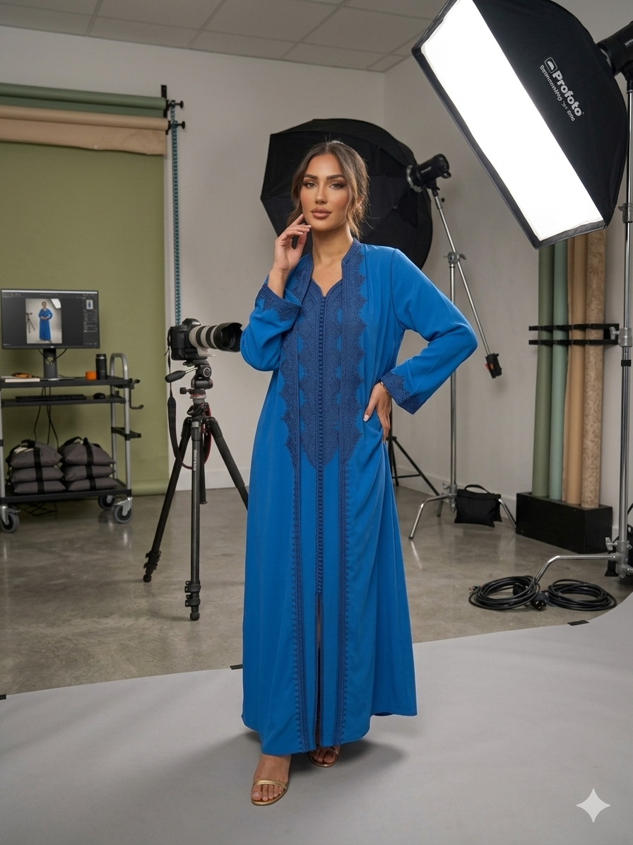 Embroidered 2-Piece Kaftan Dress