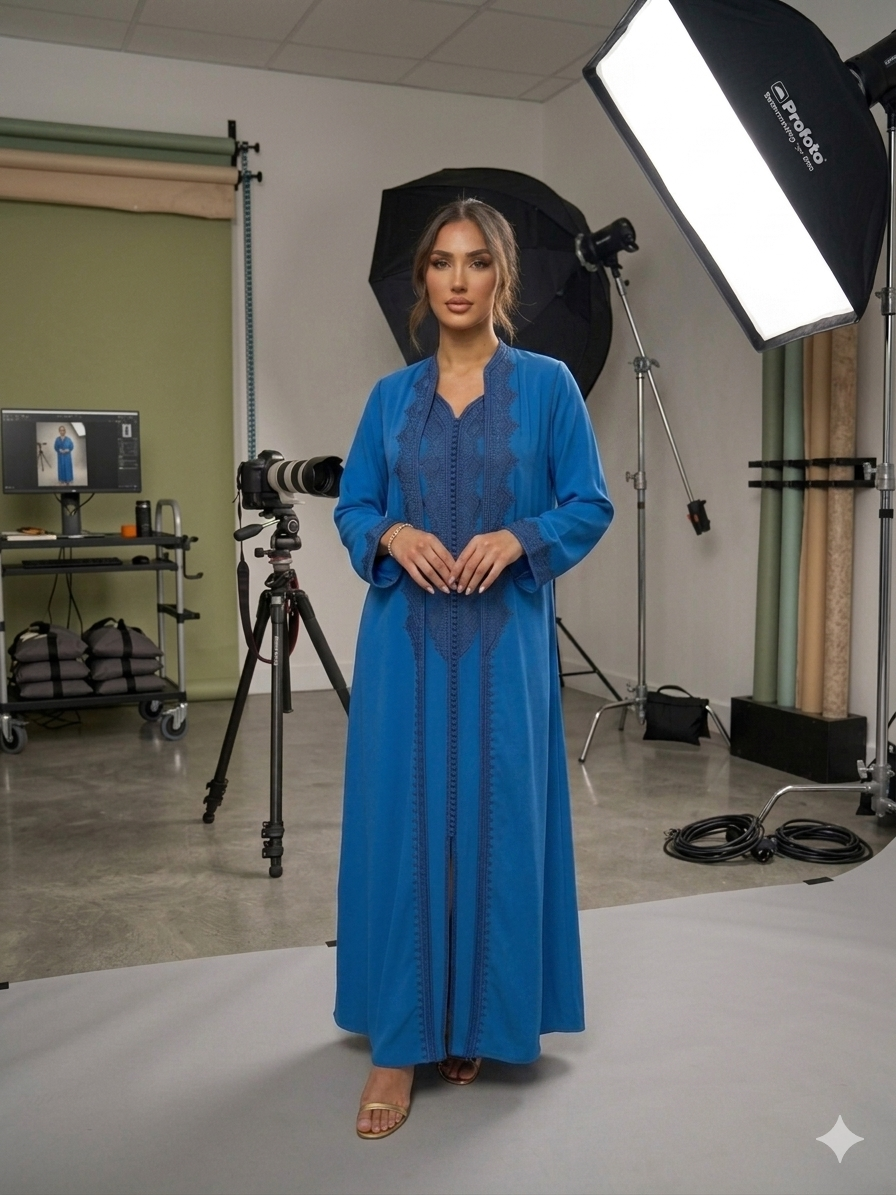 Embroidered 2-Piece Kaftan Dress