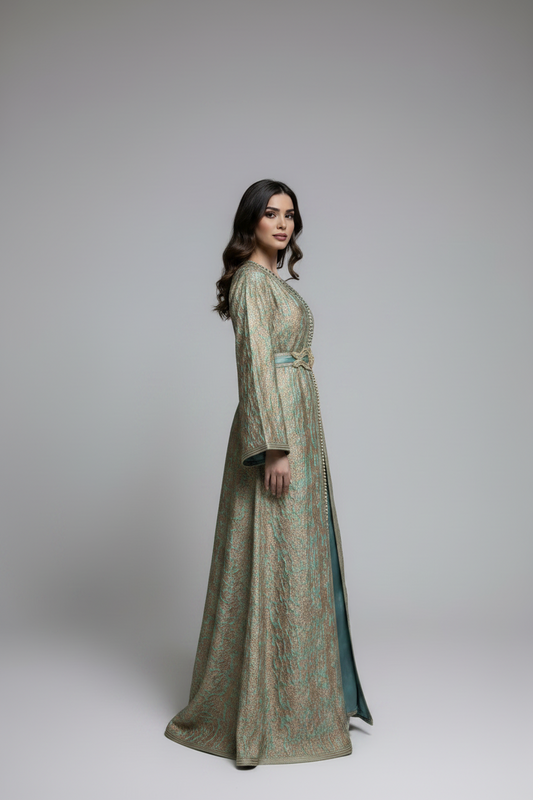 The Sage green Royal Brocade Caftan