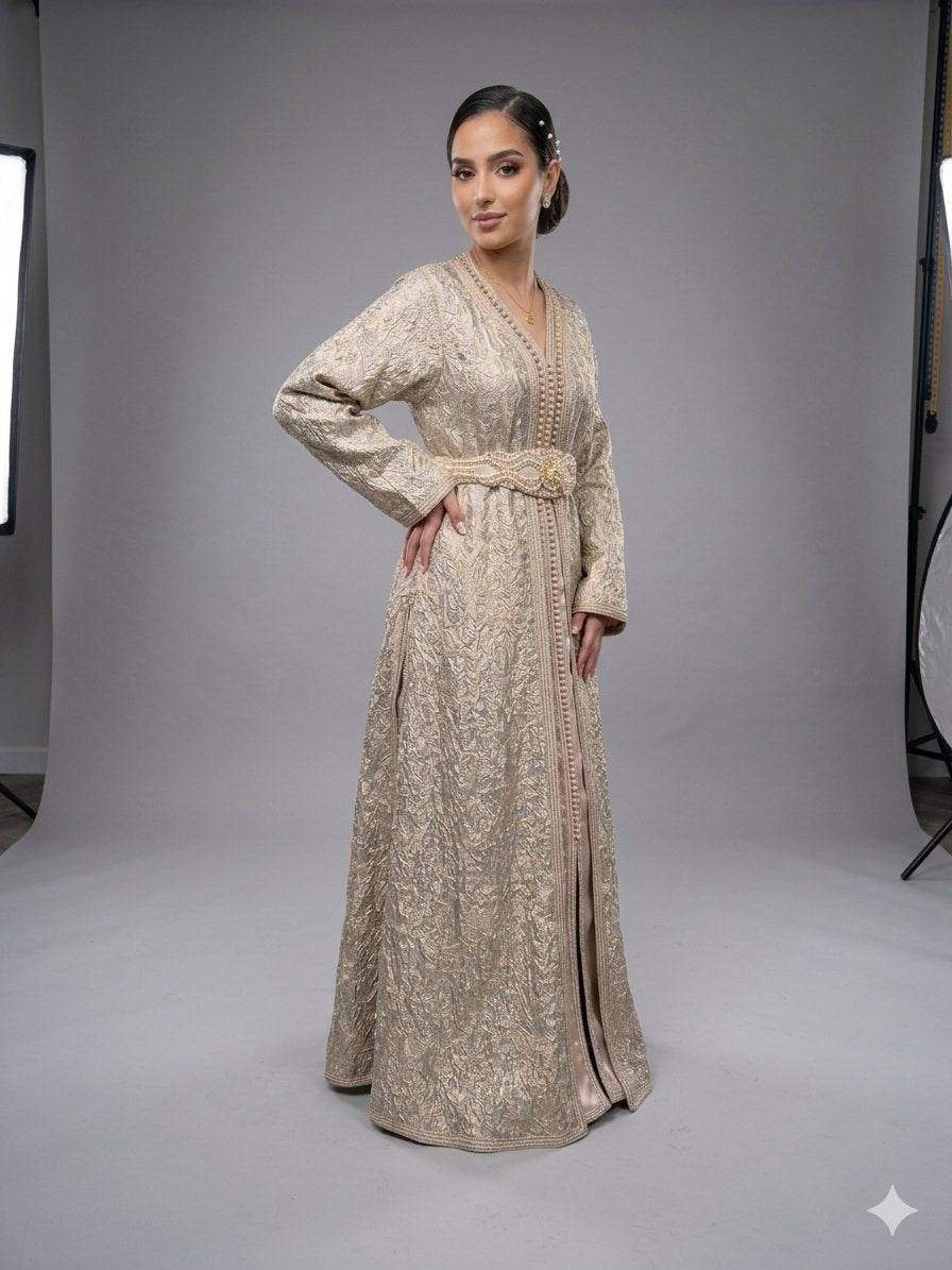 Rose Gold Brocade Kaftan