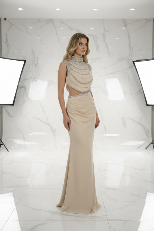 The Serephina Beige Gown