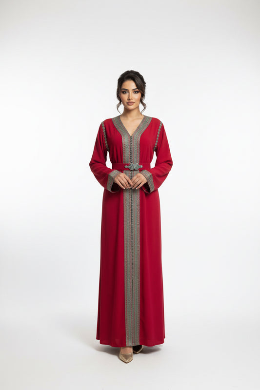 Modern Crimson Red Caftan