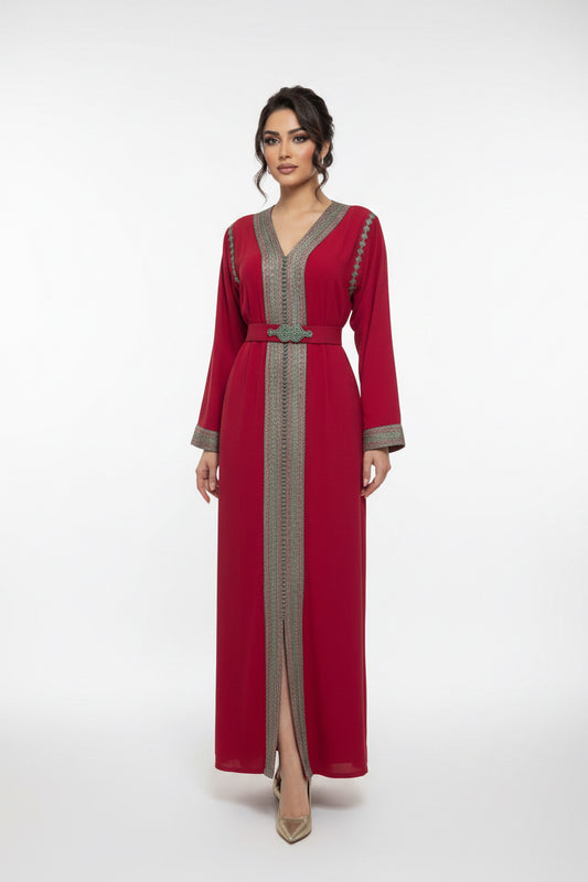 Modern Crimson Red Caftan