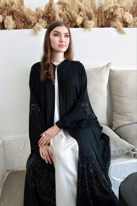 Anan Luxury Double Chiffon Black Abaya