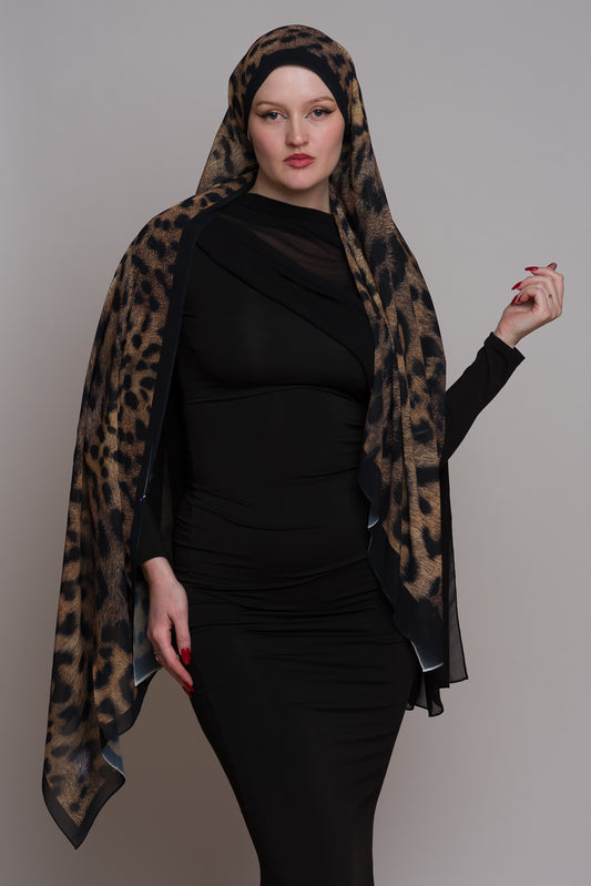 Tiger Printed Chiffon Hijab