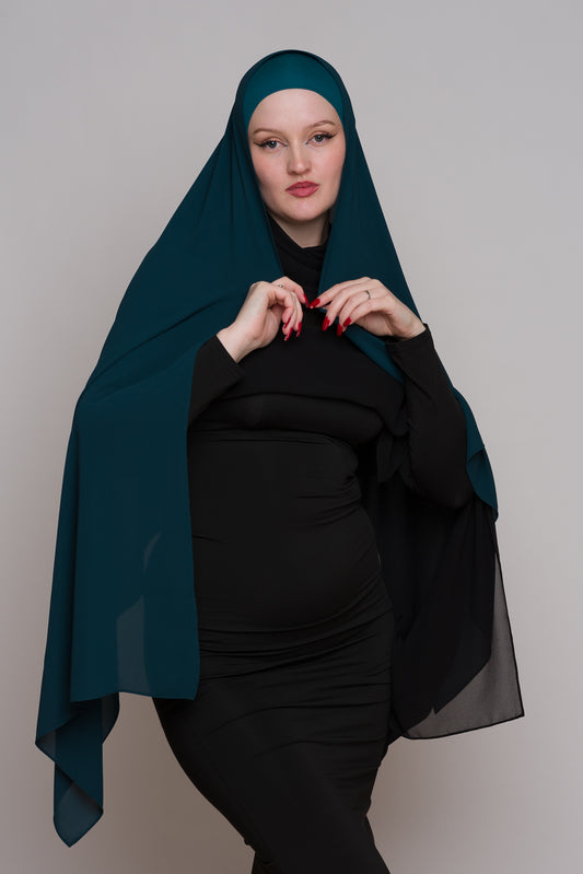 EMERALD MAGNA DIAMOND CHIFFON HIJAB W/ MATCHING UNDERCAP