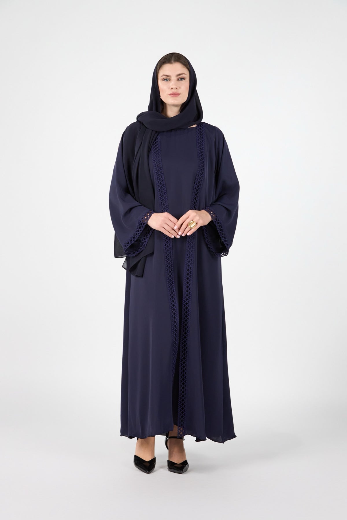 Celestial Veil Midnight Veil Open Abaya