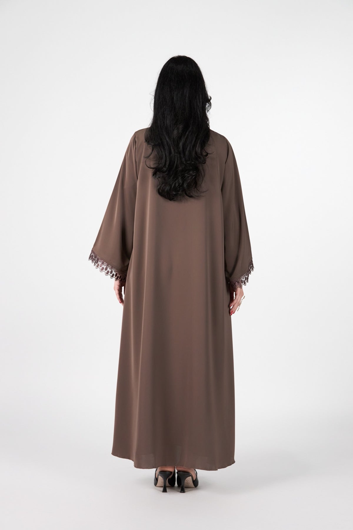 Celestial Veil Cocoa Dusk Open Abaya