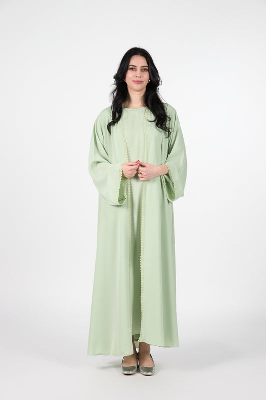 Menatique | Celestial Veil | Sage Whisper | Luxury Open Abaya