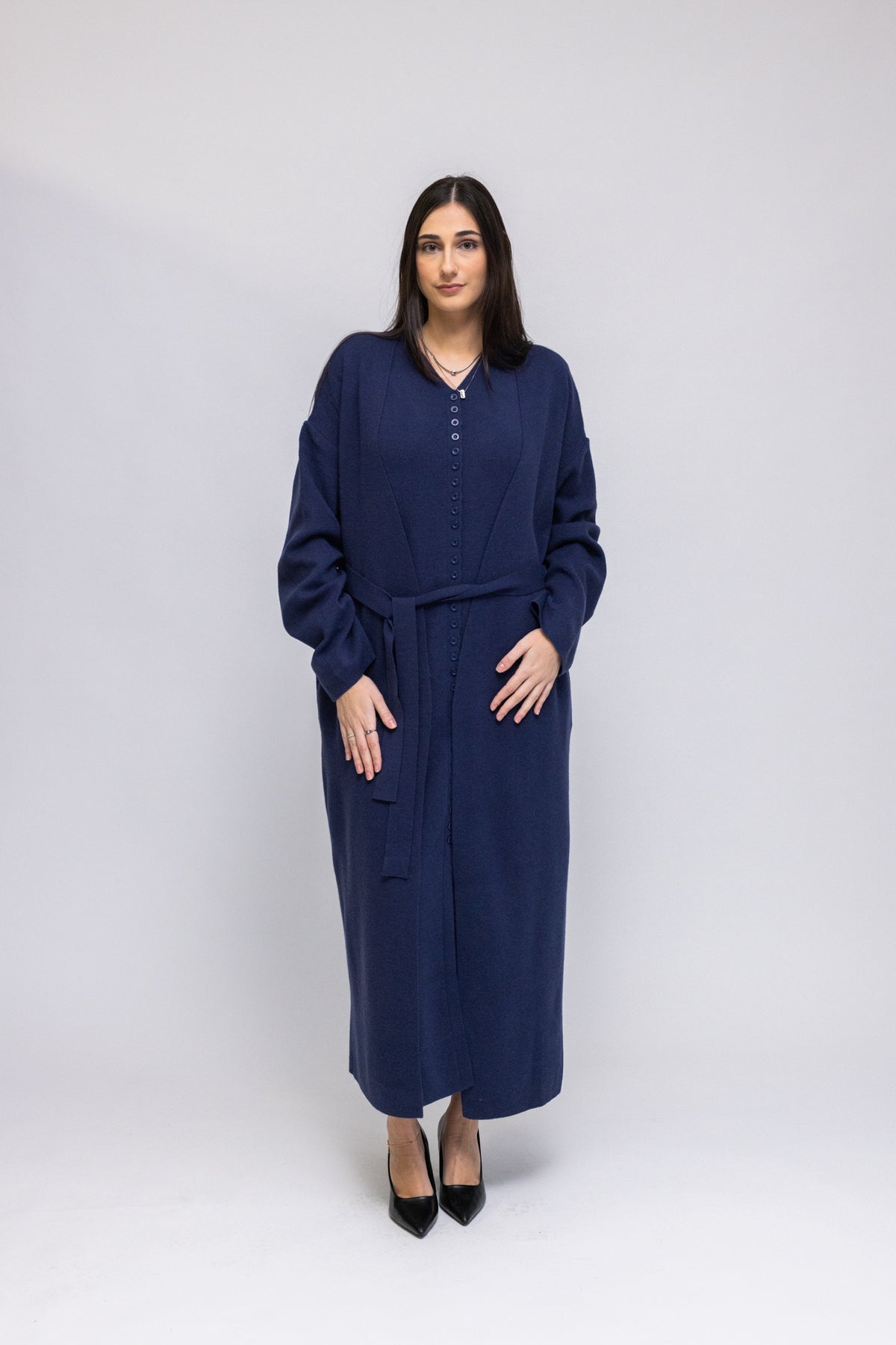 Button-Front Knit Maxi Dress & Longline Cardigan 2-Piece Set