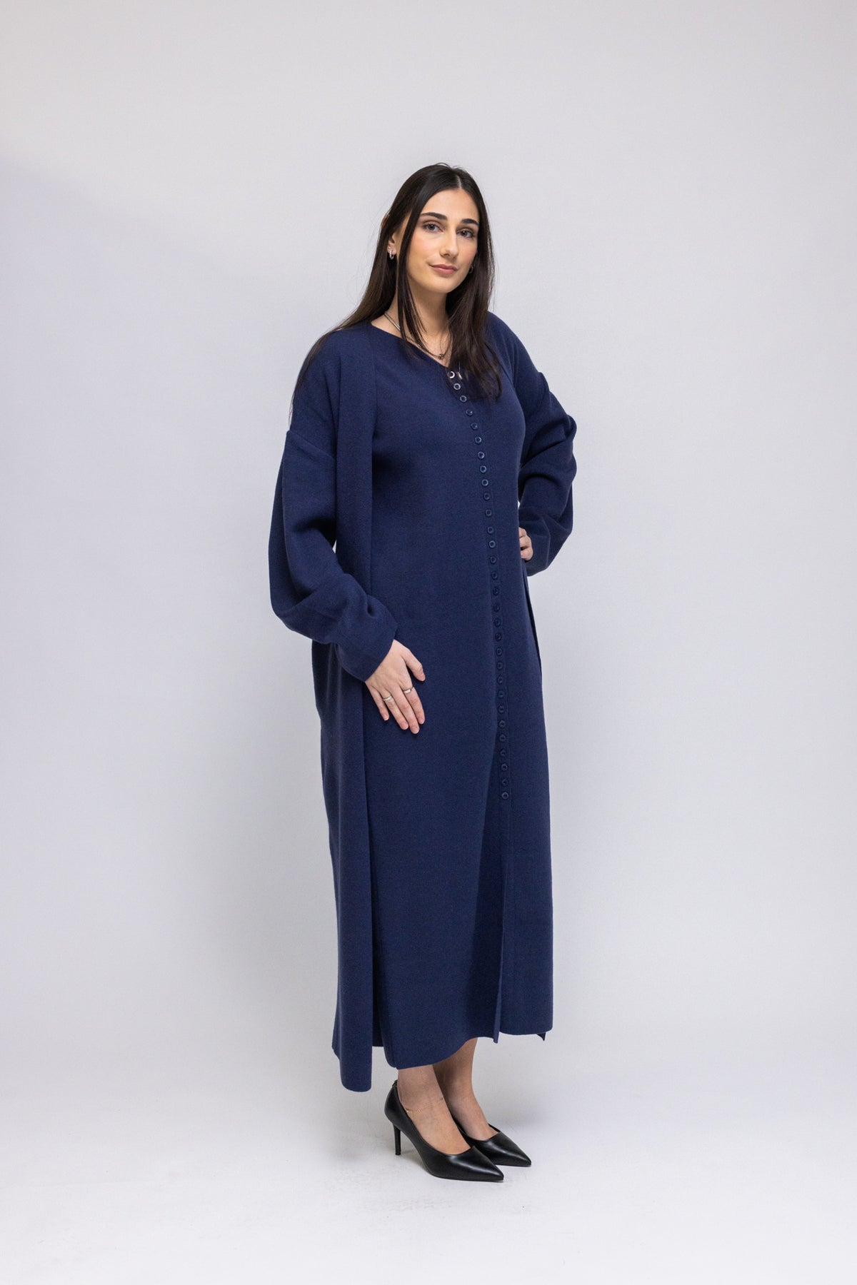 Button-Front Knit Maxi Dress & Longline Cardigan 2-Piece Set