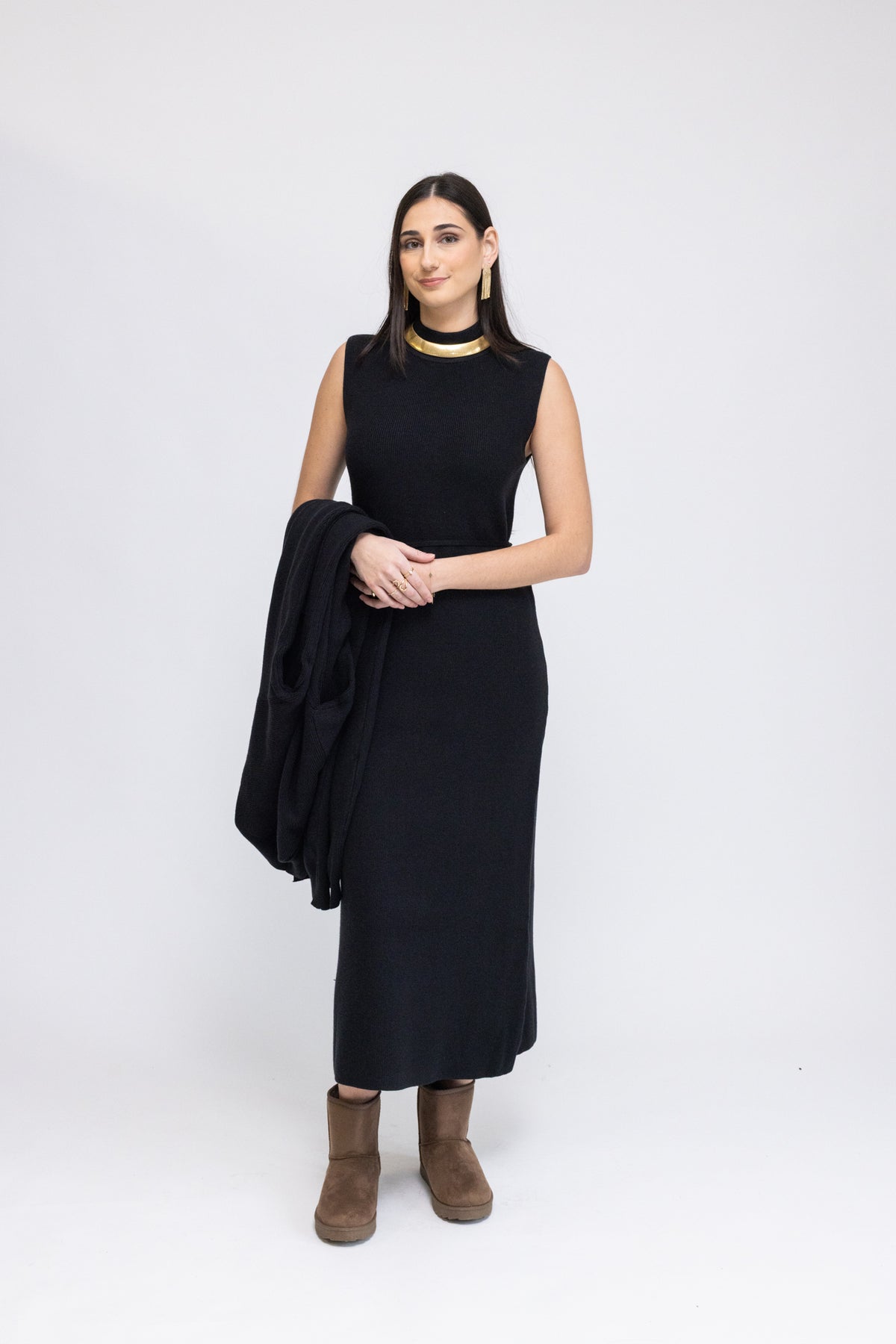 Knit Sleeveless Midi Dress & Longline Cardigan 2-Piece Set