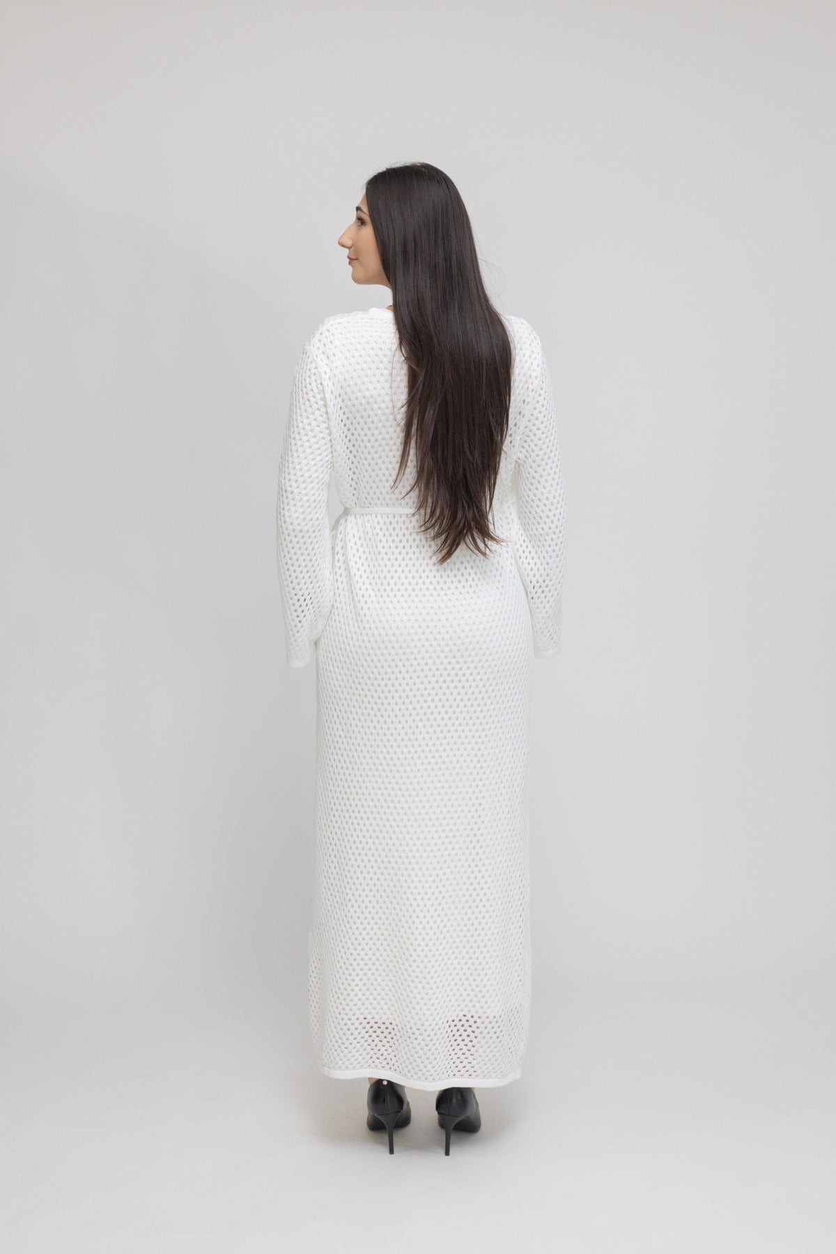 Crochet Maxi Dress with Tie Waist and Under Dress