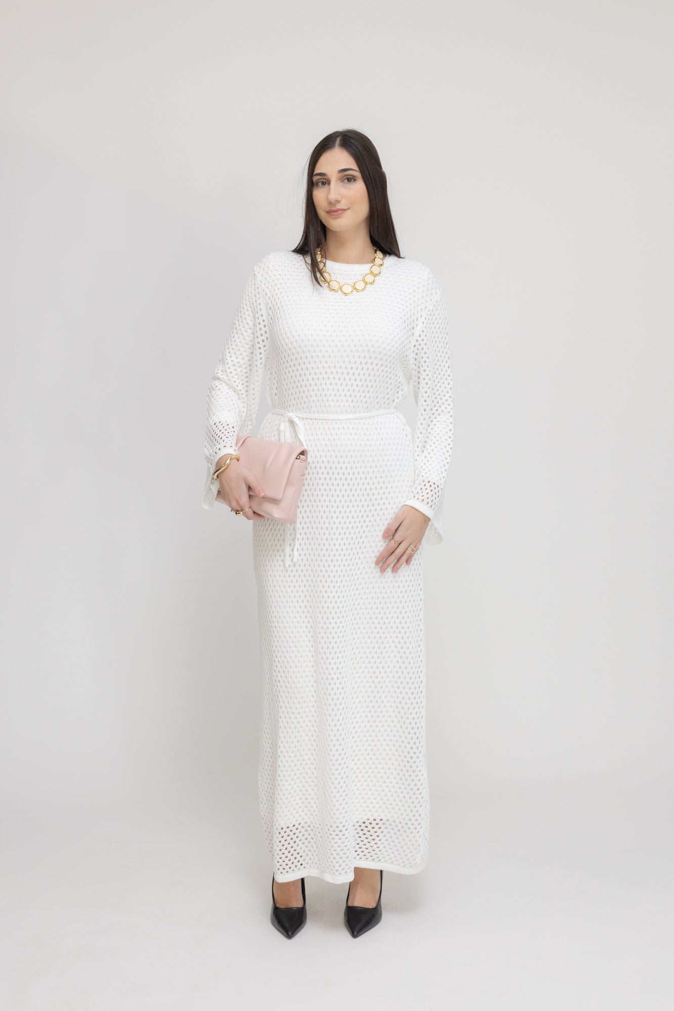 Textured Crochet Maxi Dress with Under dress Menatique Textured Crochet Maxi Dress with Under dress Menatique
