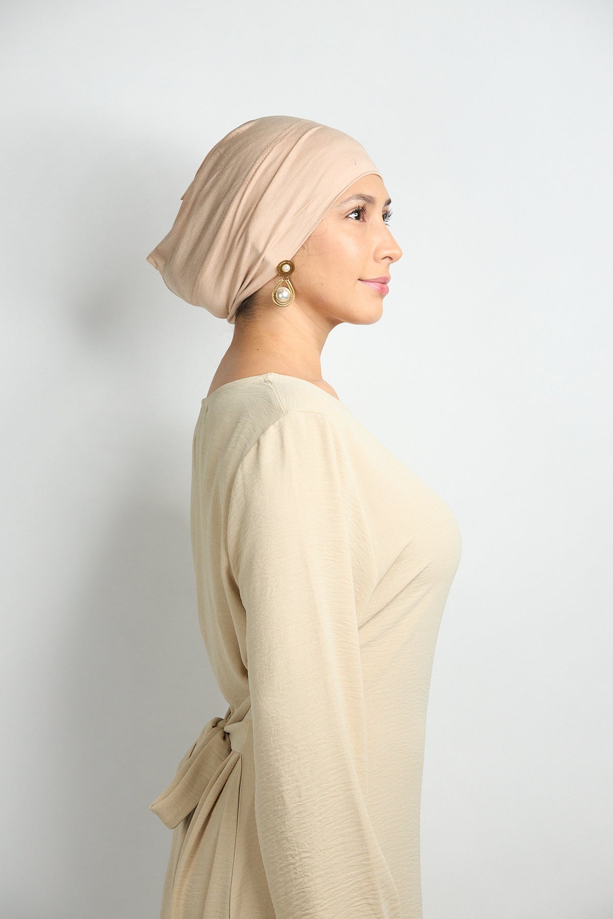 Modal Hijab With Matching Undercap Nude Beige