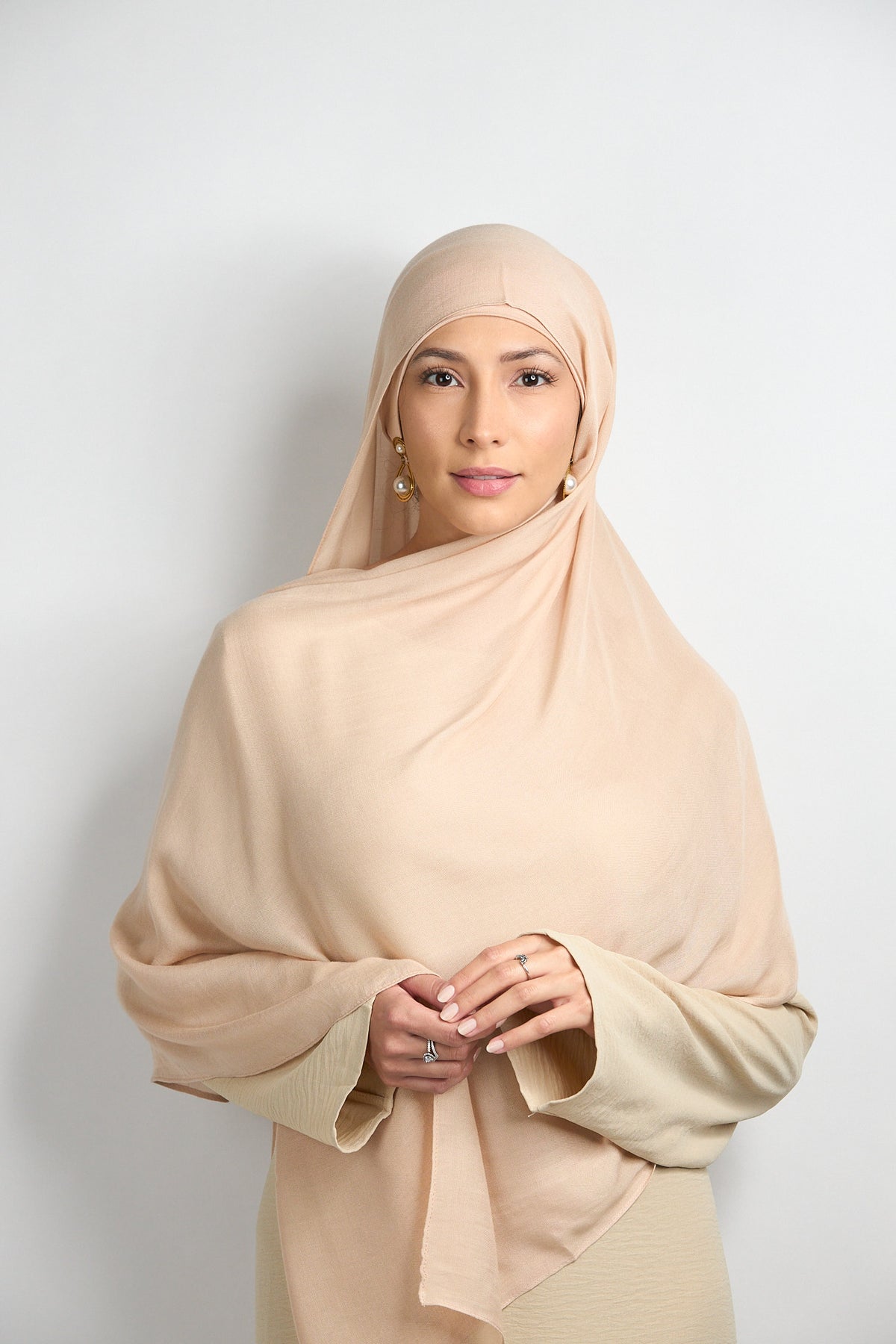 Modal Hijab With Matching Undercap Nude Beige