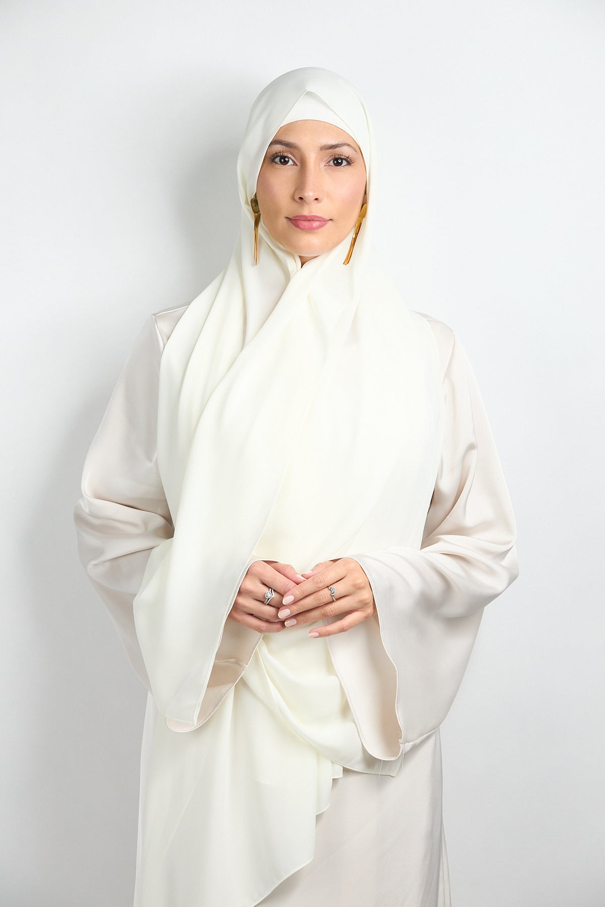 Diamond Chiffon Hijab with Matching Undercap Off White