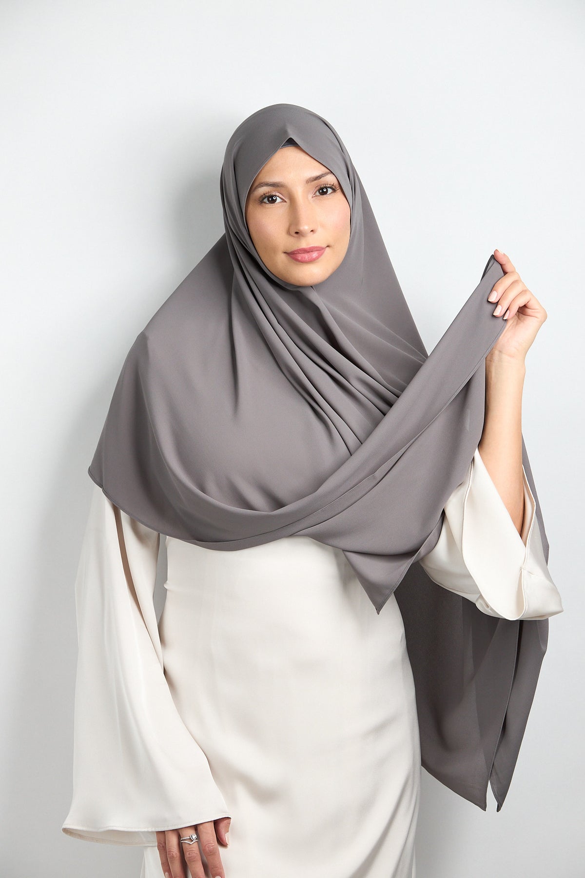 Diamond Chiffon Hijab with Matching Undercap Greyish Grey