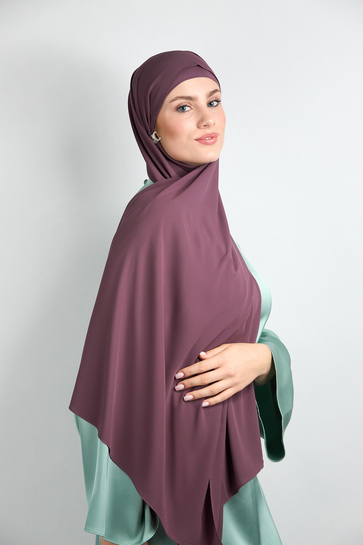 Diamond Chiffon Hijab with Matching Undercap Muted Purple